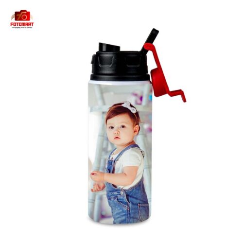 Vandflaske med sort/rød låg 600ml