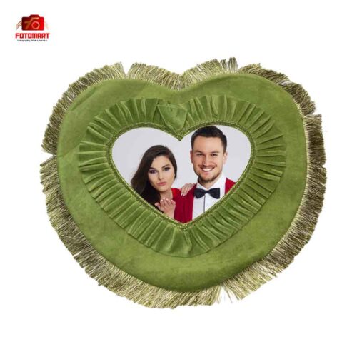 Hjerte Formet Blød Fløjls Pude (Dark Olive Green)