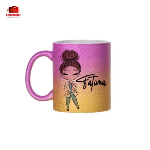 Lilla og Guld Gradient Glitter Krus