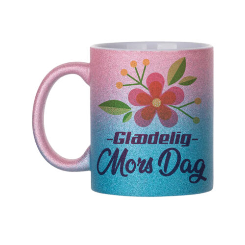 Pink & Lyse Blå Gradient Glitter Krus