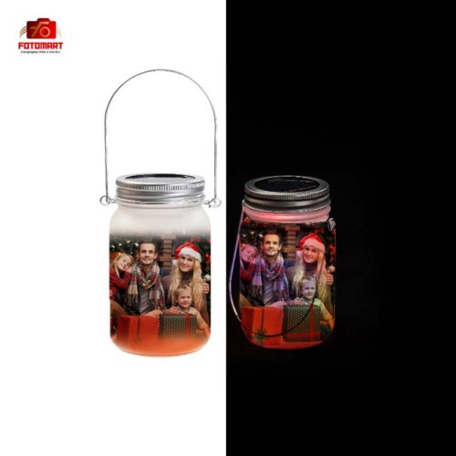 Solar LED Gradient Glass Jar Light (Orange)