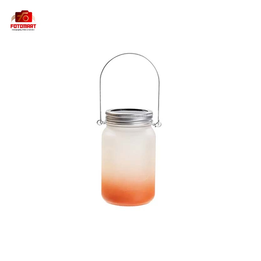 Solar LED Gradient Glass Jar Light (Orange) - Image 4